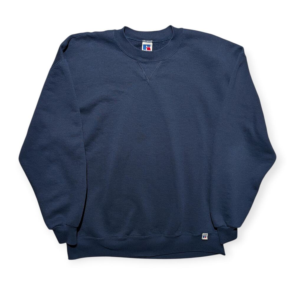 Vintage Russell Athletic Sweatshirt Made in USA – Navy Crewneck – XL